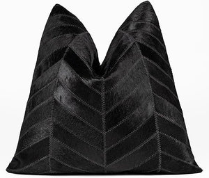Cowhide Leather Patchwork Throw Pillow