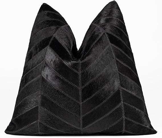 Cowhide Leather Patchwork Throw Pillow