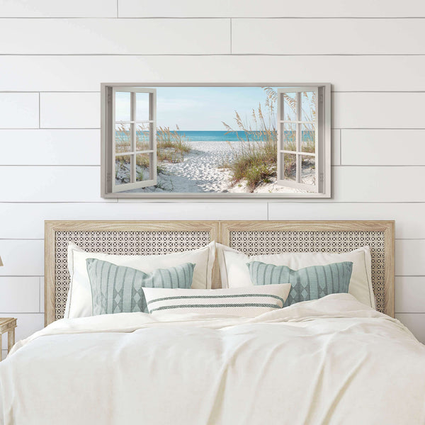 Coastal Ocean Canvas Wall Art – Beach Window Landscape Print