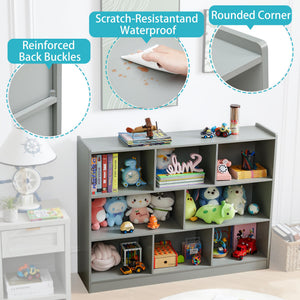 3-Tier 8-Section Bookshelf Storage Organizer