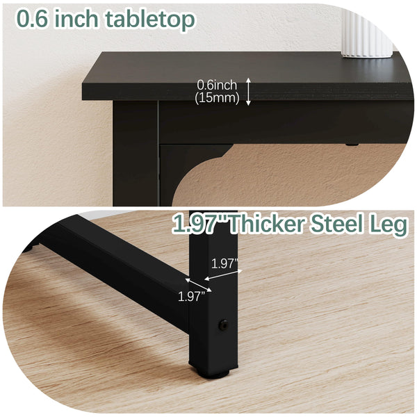 63-Inch Large Office Computer Desk with Steel Frame
