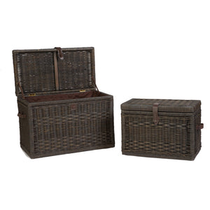 Wicker Storage Trunk with Hinged Lid
