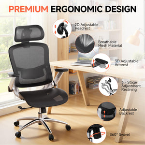Ergonomic High-Back Mesh Office Chair with Flip-Up Arms