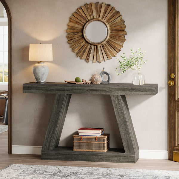 Farmhouse Console Table 55-Inch with Storage
