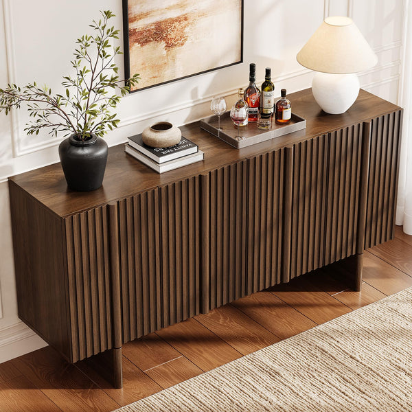 63" Fluted Sideboard Buffet Cabinet with Adjustable Shelves