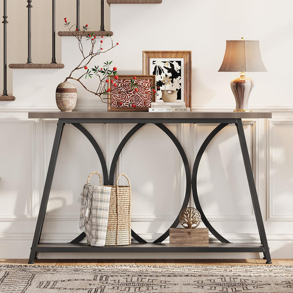 47-Inch Industrial Console Table with Shelves