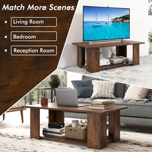 2-Tier Rectangular Coffee Table with Open Shelf