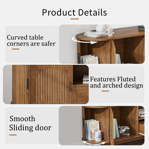 Fluted TV Stand with Drawers & Sliding Doors