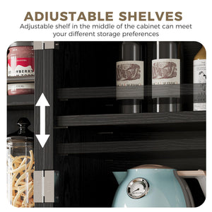 Farmhouse Kitchen Pantry Cabinet with Sliding Racks & Door Shelves
