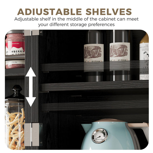 Farmhouse Kitchen Pantry Cabinet with Sliding Racks & Door Shelves