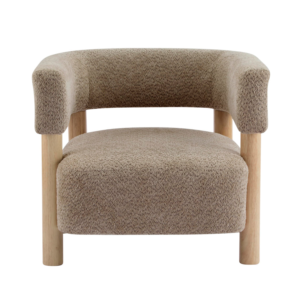 Low Profile Boucle Accent Chair with Round Backrest