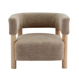 Low Profile Boucle Accent Chair with Round Backrest