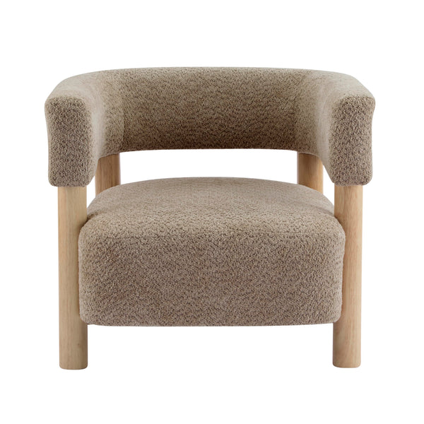 Low Profile Boucle Accent Chair with Round Backrest