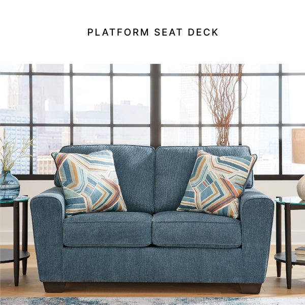 Contemporary Loveseat with Accent Pillows | 63" W Fabric Upholstery