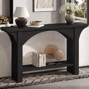 55-Inch Farmhouse Console Table with Storage Shelf