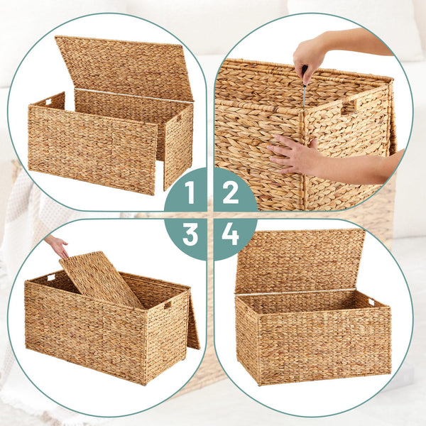 Water Hyacinth Wicker Storage Trunk with Lid