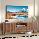 Mid Century Modern TV Stand with Sliding Doors and Storage