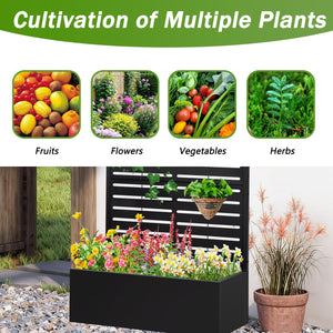 Metal Raised Garden Bed with Trellis & Privacy Screen