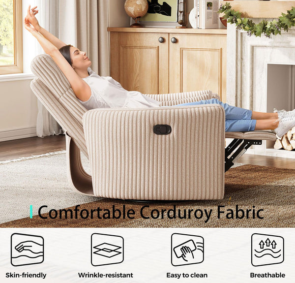 360 Swivel Recliner Nursery Glider Chair with Pillows