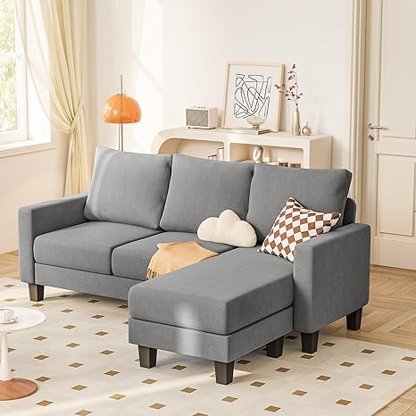 L-Shaped Sectional Sofa with Chaise and Ottoman