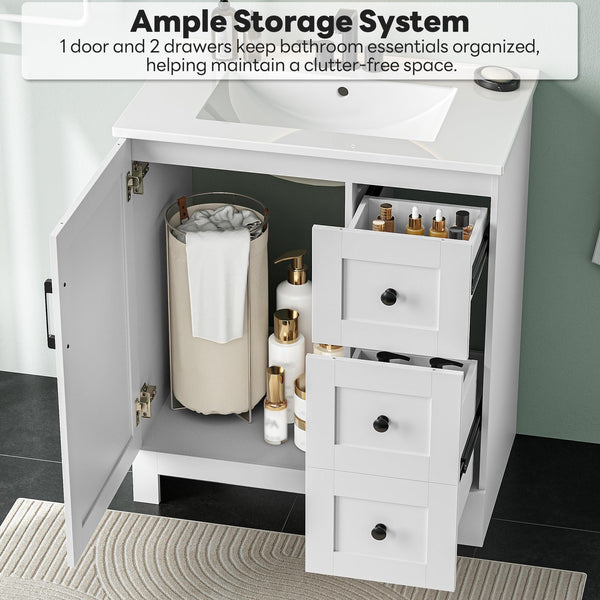 30" Freestanding Bathroom Vanity with Integrated Ceramic Sink