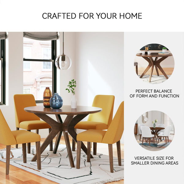Round Mid-Century Dining Table – Seats 4, Light Brown