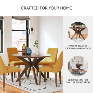 Round Dining Table, Seats 4, Medium Brown, 45"W x 29.75"H