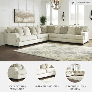 Beige Microfiber L-Shaped Sectional Sofa with Reversible Cushions