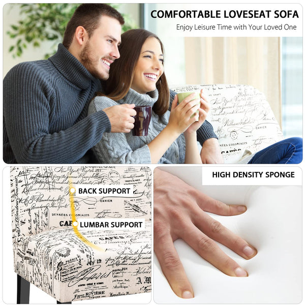 Armless Loveseat Sofa with Letter Design