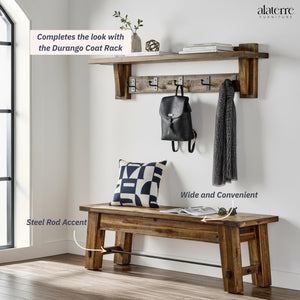60-Inch Solid Wood Entryway & Dining Bench – Rustic Industrial Style