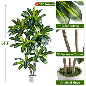 Artificial Dracaena Tree with White Planter Pot