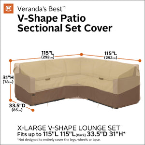 Waterproof V-Shape Patio Sectional Set Cover
