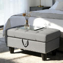 Linen Storage Ottoman Bench with Rivet Detail