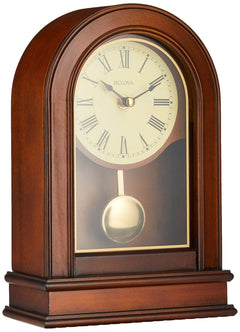 Hardwick Mantel Clock – Walnut Finish Hardwood Case with Brass Pendulum & Roman Numerals