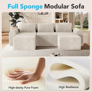Modular L-Shaped Sofa Bed with Ottoman