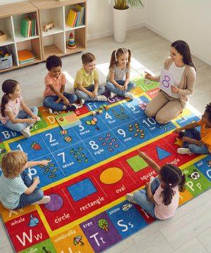 Kids Educational ABC Alphabet Numbers & Shapes Area Rug