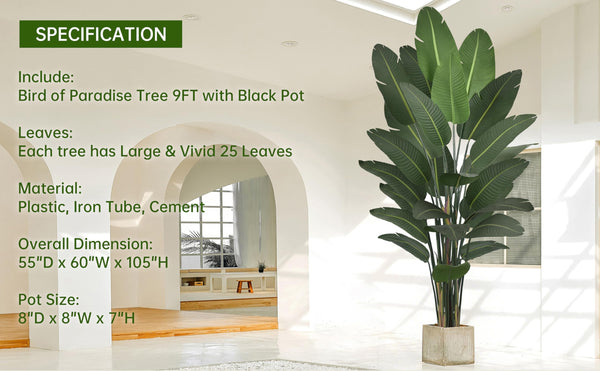 Artificial Bird of Paradise Tree with Banana Leaves – 6ft 7ft 8ft 9ft