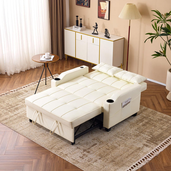 Convertible Futon Sofa Bed with USB Ports & Cup Holders