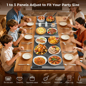 Electric Food Warming Mat | Expandable 3-Piece | 7 Temp & 6-Hour Timer