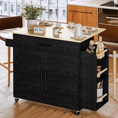 Rolling Kitchen Island with Drop Leaf & Storage