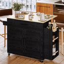 Rolling Kitchen Island with Drop Leaf, Storage Cabinet & Charging Station