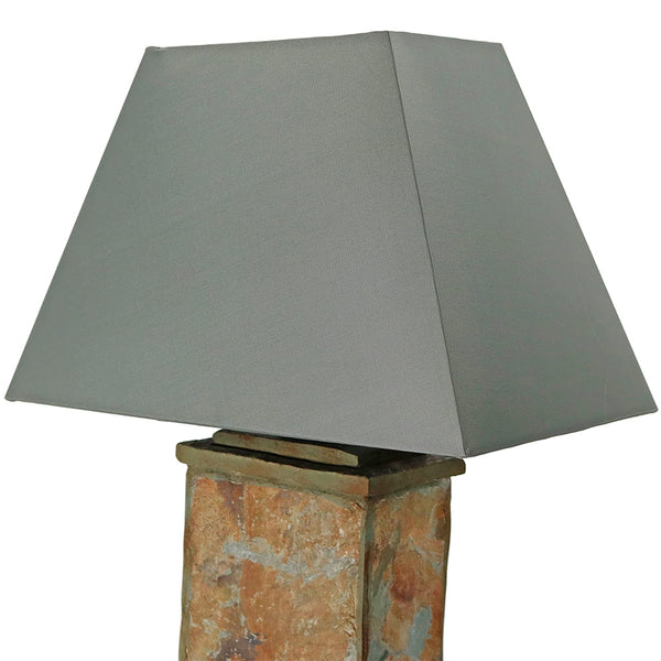 Modern Slate Outdoor Table Lamp with Cotton Shade, Set of 2