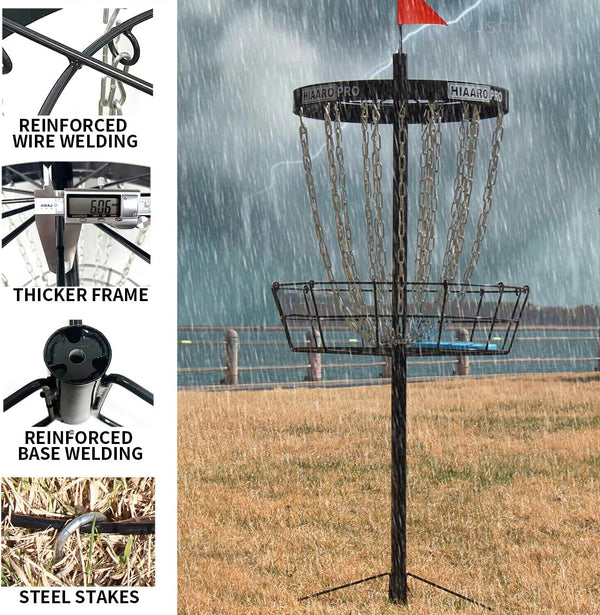 Portable Disc Golf Basket with 24 Heavy-Duty Chains – PDGA Approved