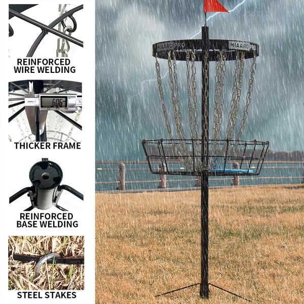 Portable Disc Golf Basket with 24 Heavy-Duty Chains – PDGA Approved