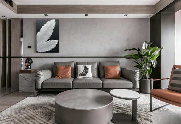 Hand-Painted Black & White Abstract Feather Oil Painting on Canvas – Framed & Ready to Hang