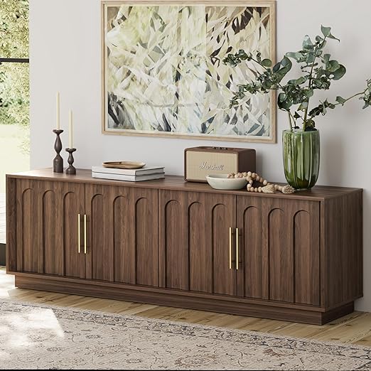 Mid-Century Modern TV Stand for 75 Inch TV – 67" Arched Media Console