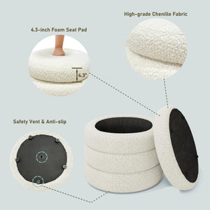 Round Storage Ottoman with Removable Lid