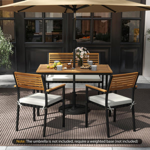 4-Piece Acacia Wood Patio Dining Set with Table, 2 Chairs & Bench