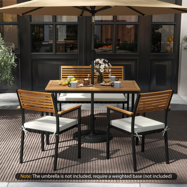 4-Piece Acacia Wood Patio Dining Set with Table, 2 Chairs & Bench