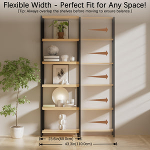6-Tier Deformable Corner Bookshelf with Metal Frame